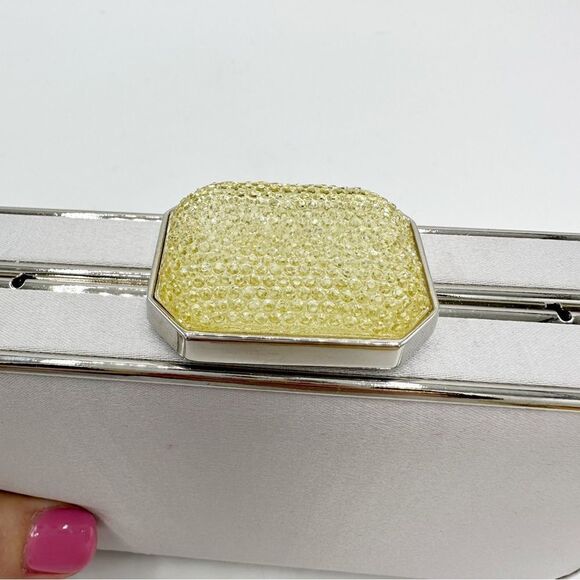 Lulu Townsend Designer Minaudiere Handbag‎ Coin Purse Rhinestone Silver Clutch - Picture 5 of 13